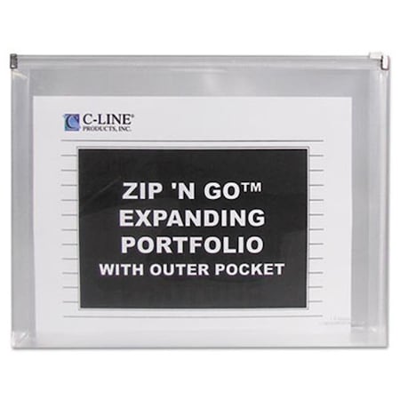 C-Line Products C-Line 48117 Letter Size Zip N Go Expanding Portfolio with Outer Pocket 13 x 10 Clear 48117